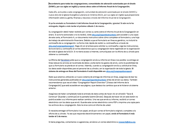 Recordatorio para todas las congregaciones thumbnail