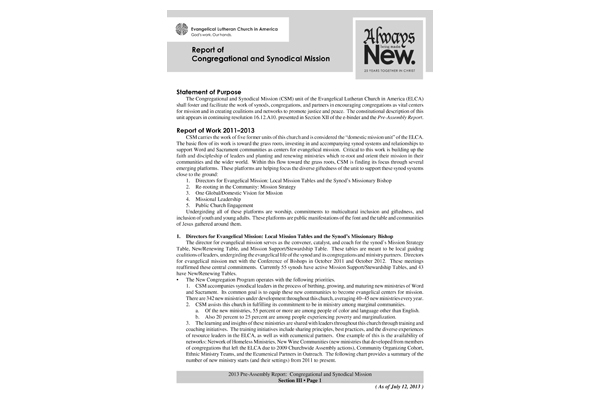 Congregational and Synodical Mission