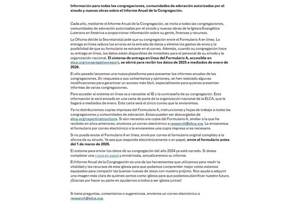 Form A for the Annual Congregation Report Final Email (SP)