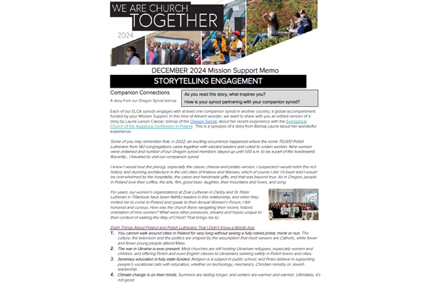 Mission Support Memo – December 2024