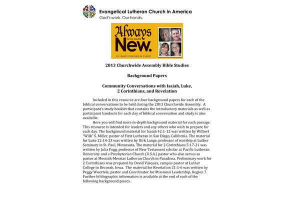 2013 Churchwide Assembly Bible study background papers