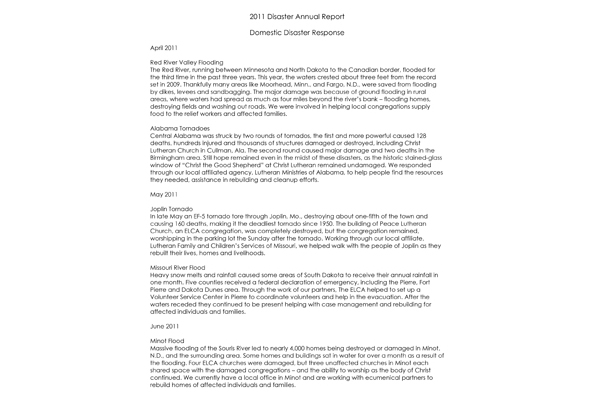 Disaster Annual Report 2011