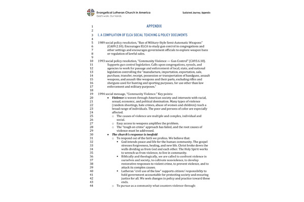 A 60-Day Journey Toward Justice in a Culture of Gun Violence Appendix