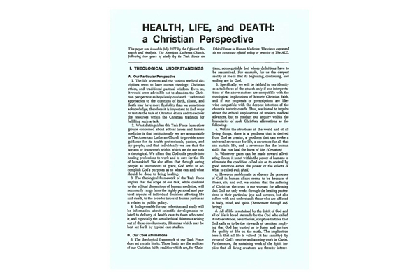 ALC Health Life and Death: A Christian Perspective