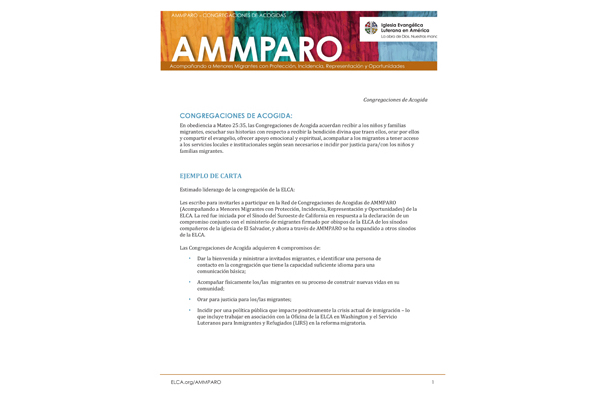 Congregaciones de Acogida AMMPARO