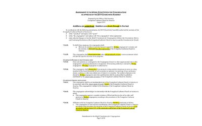 2019 Amendments to the Model Constitution for Congregations