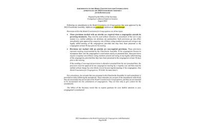 2022 Amendments to the Model Constitution for Congregations