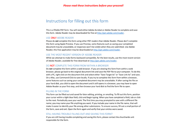 Application for Reinstatement to the Roster of the ELCA