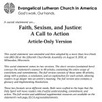 Articles Only Faith Sexism Justice Social Statement Adopted