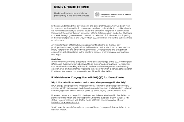 Guidance for churches and clergy participating in the electoral process