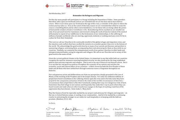 Ash Wednesday statement on refugees and migrants