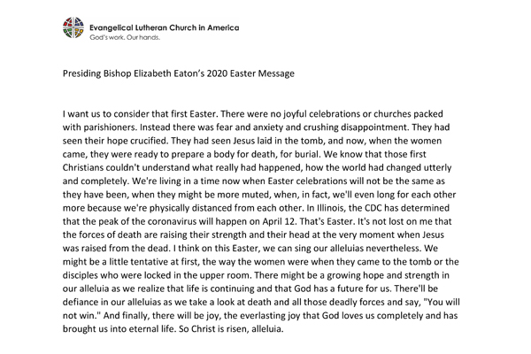 Easter 2020 Message