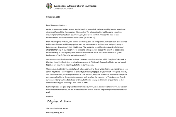 Statement on Pittsburgh synagogue shooting