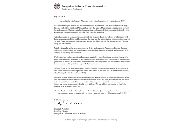 Bishop Eaton’s statement on police shootings