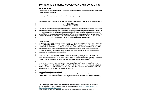 Borrador de un mensaje social sobre la proteccion de la infancia Thumbnail Image