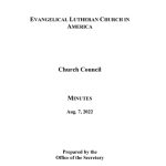 Church Council Minutes Aug. 7