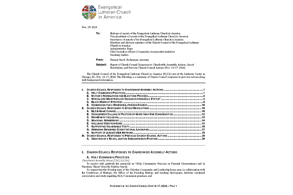 Church Council Responses November 14-17, 2024