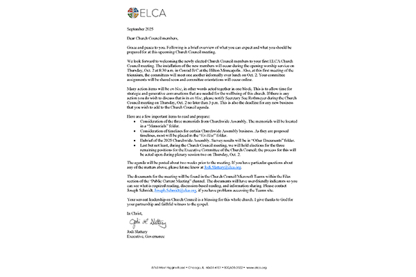 Church Council Exhibits October 2-3, 2025