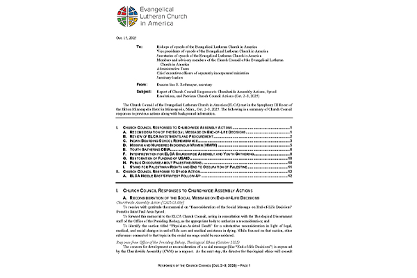 Church Council Responses October 2-3, 2025