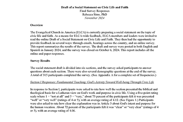 Civic Life and Faith – Final Report