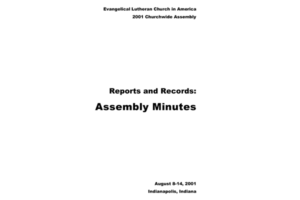 2001 Actions of the Churchwide Assembly
