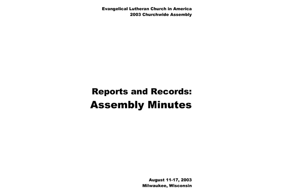 2003 Actions of the Churchwide Assembly