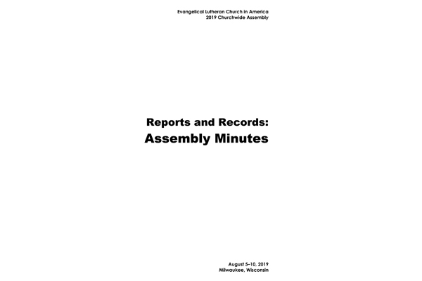 thumbnail of cover for 2019 Churchwide Assembly Report and Record: Assembly Minutes