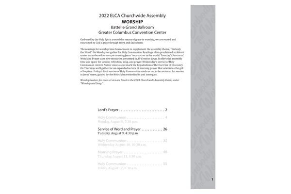 Worship – Tuesday – Service of Word and Prayer