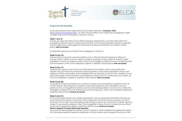 2022 Churchwide Assembly: Congregation Prayers