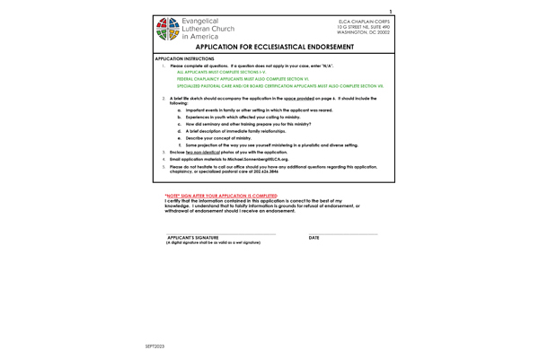 Chaplain Application