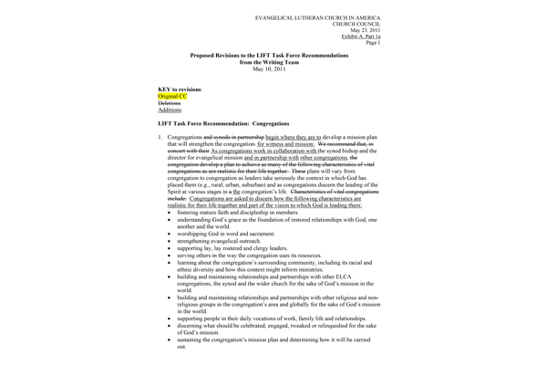 Church Council Exhibits May 23, 2011