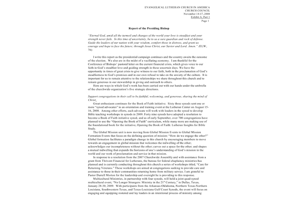 Church Council Exhibits November 14-17, 2008