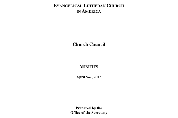 Church Council Minutes April 5-7, 2013