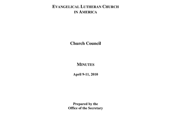 Church Council Minutes April 9-11, 2010