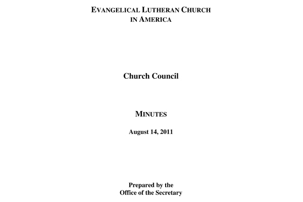 Church Council Minutes August 14, 2011