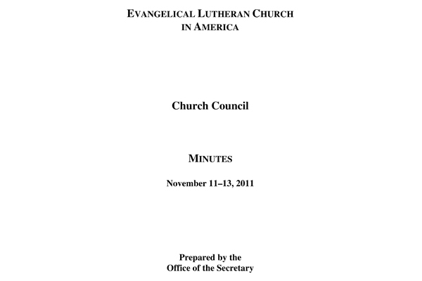 Church Council Minutes November 11-13, 2011