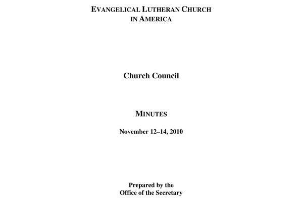 Church Council Minutes November 12-14, 2010