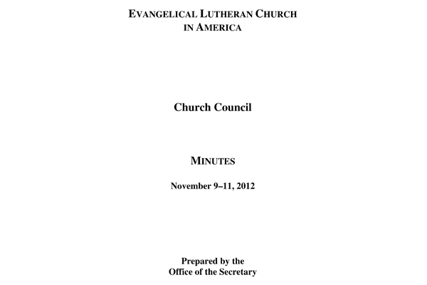 Church Council Minutes November 9-11, 2012