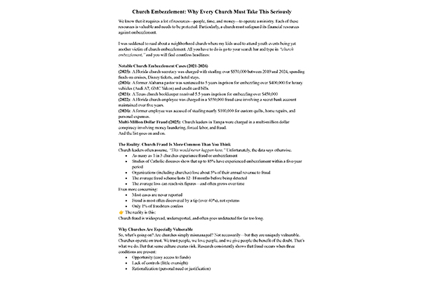 Church Embezzlement Prevention Thumbnail Image