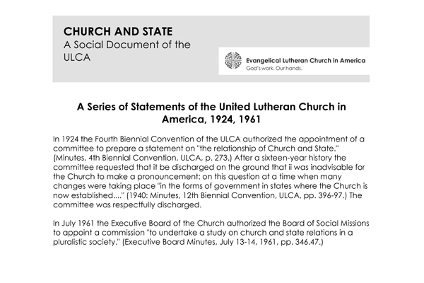 ULCA Church and State