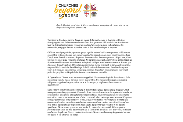 Churches Beyond Borders Advent 2020 Statement (French)
