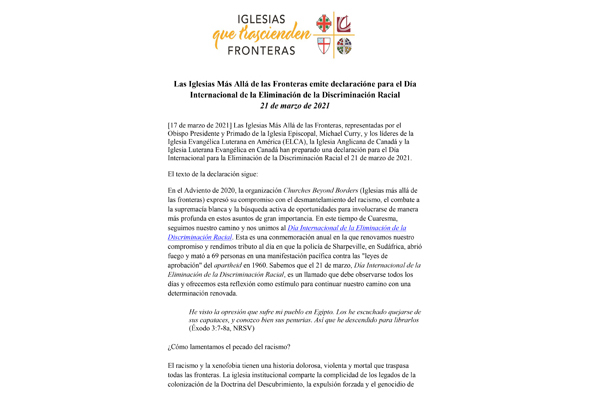 Statement for the International Day for the Elimination of Racial Discrimination ? March 21, 2021 (Spanish)