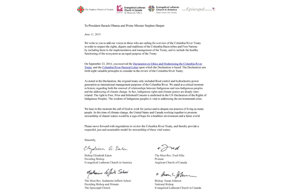 Letter on Modernizing the Columbia River Treaty