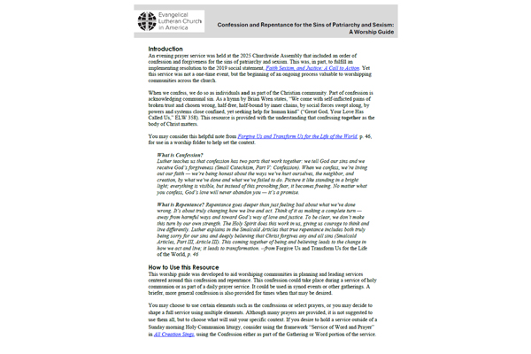 Worship Guide: Confession and Repentance for the Sins of Patriarchy and Sexism (DOC)