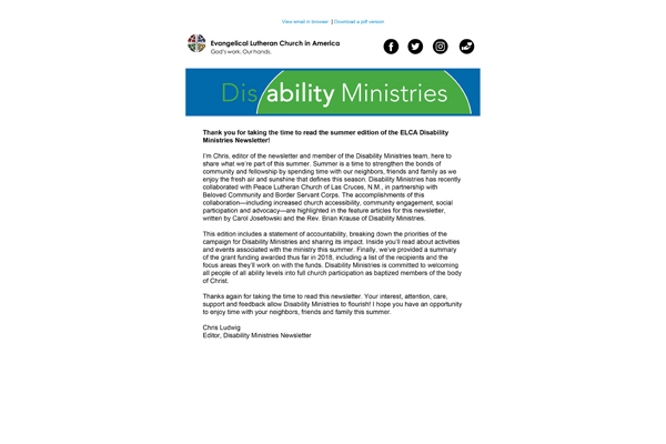Disability Newsletter – Summer 2018