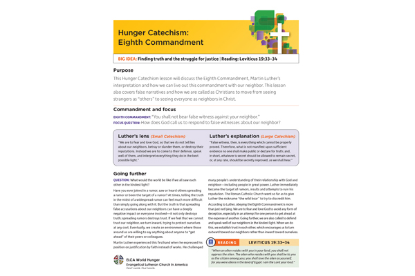 Hunger Catechism: 8th Commandment