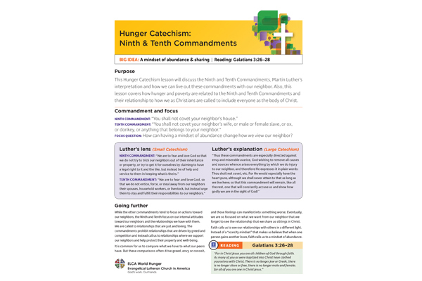 Hunger Catechism: 9th & 10th Commandments