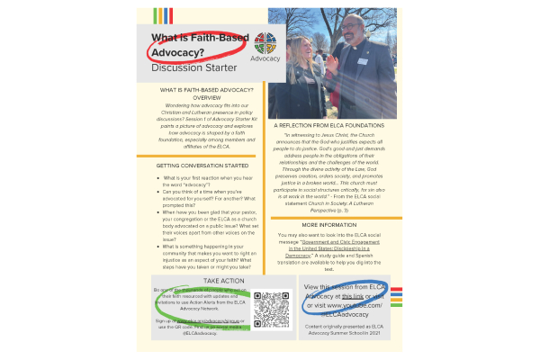 ELCA Advocacy Starter Kit Session 1 Guide: What is Faith-Based Advocacy?