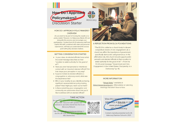 ELCA Advocacy Starter Kit Session 2 Guide: How Do I Approach Policy Makers?