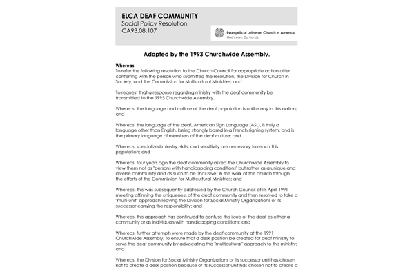 ELCA Deaf Community SPR93
